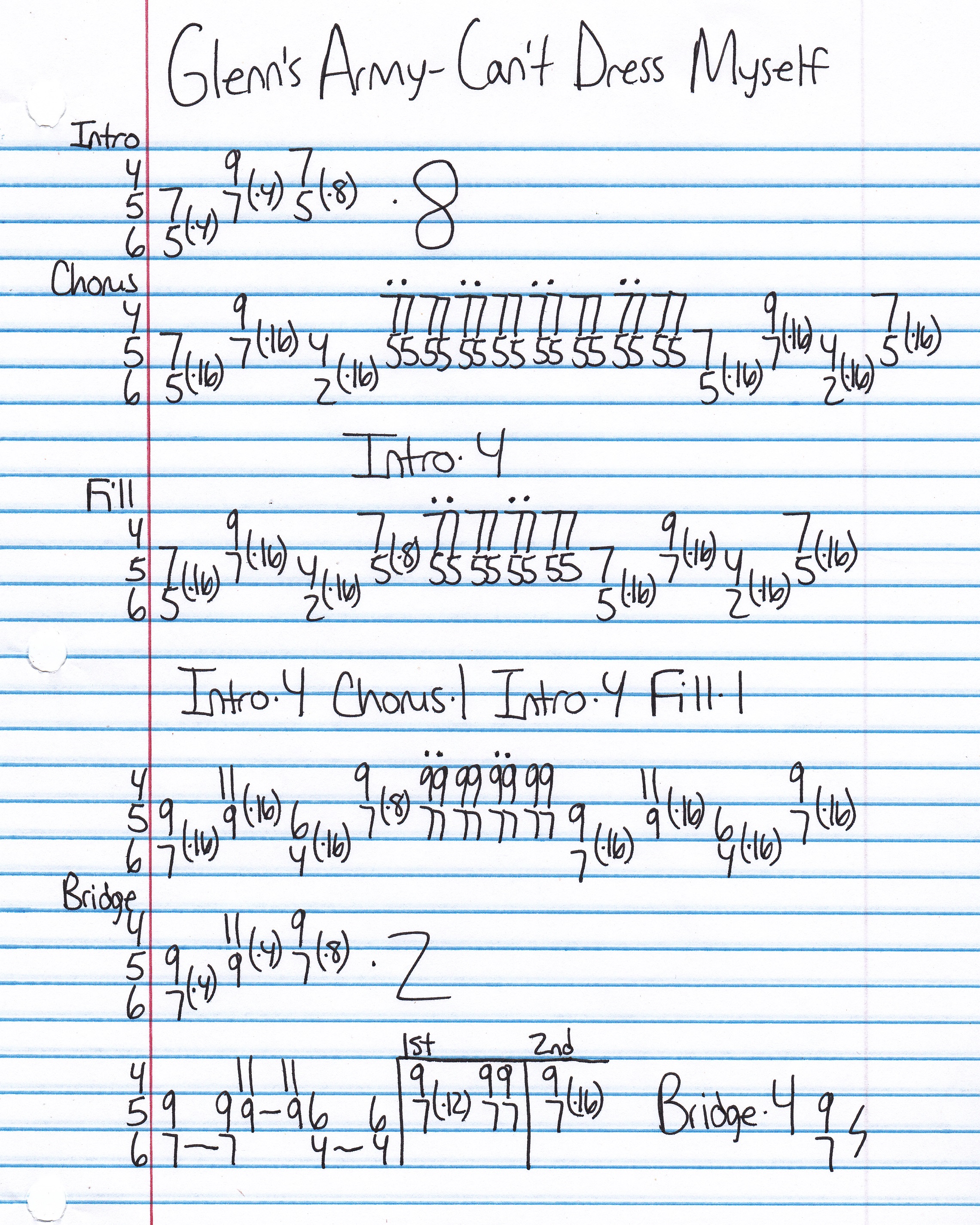 High quality guitar tab for Can't Dress Myself by Glenn's Army off of the album Major Threat. ***Complete and accurate guitar tab!***